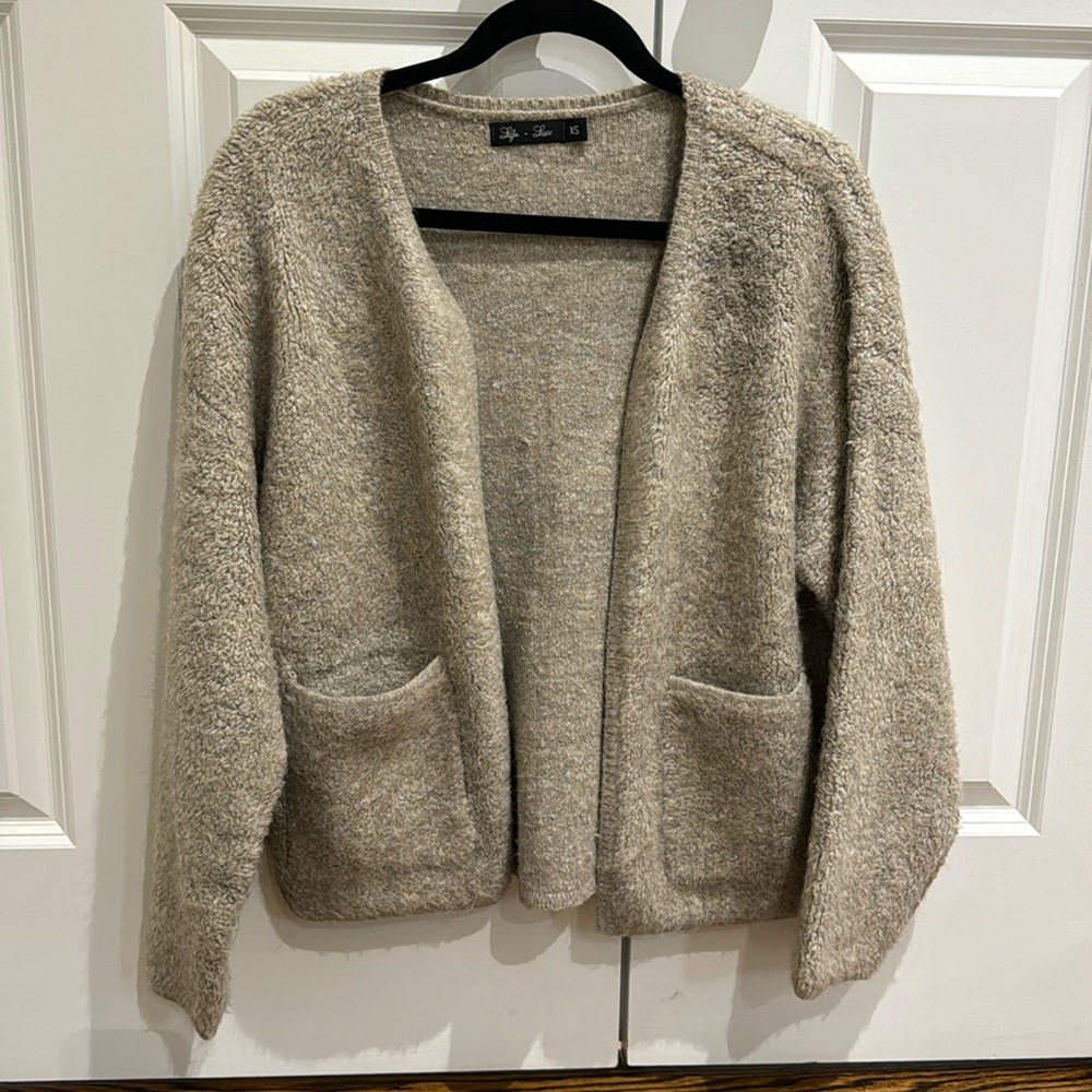 Lyla and luxe beige knit cardigan
